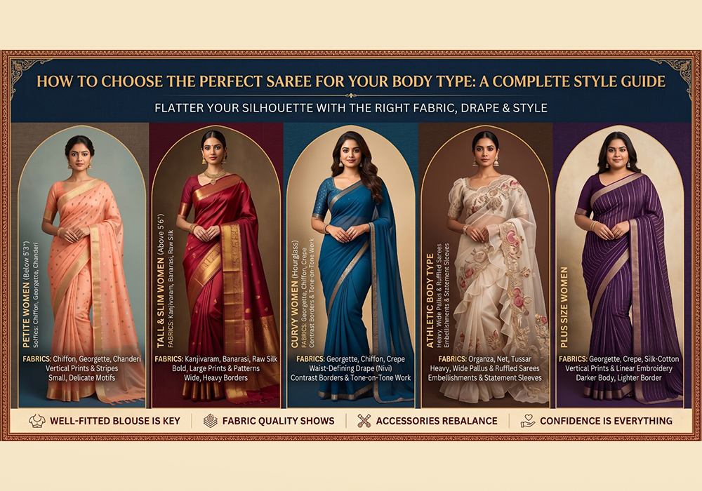A confident Indian woman draped in an elegant saree