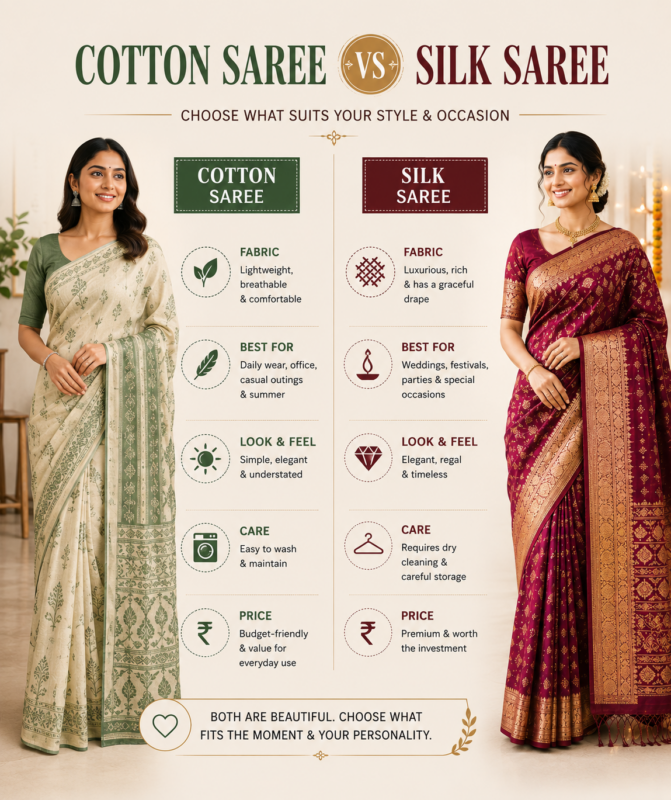COTTON SAREE VS Silk Saree