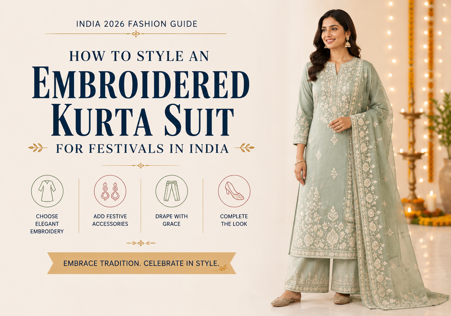 How to style an embroidered kurta suit for festivals.