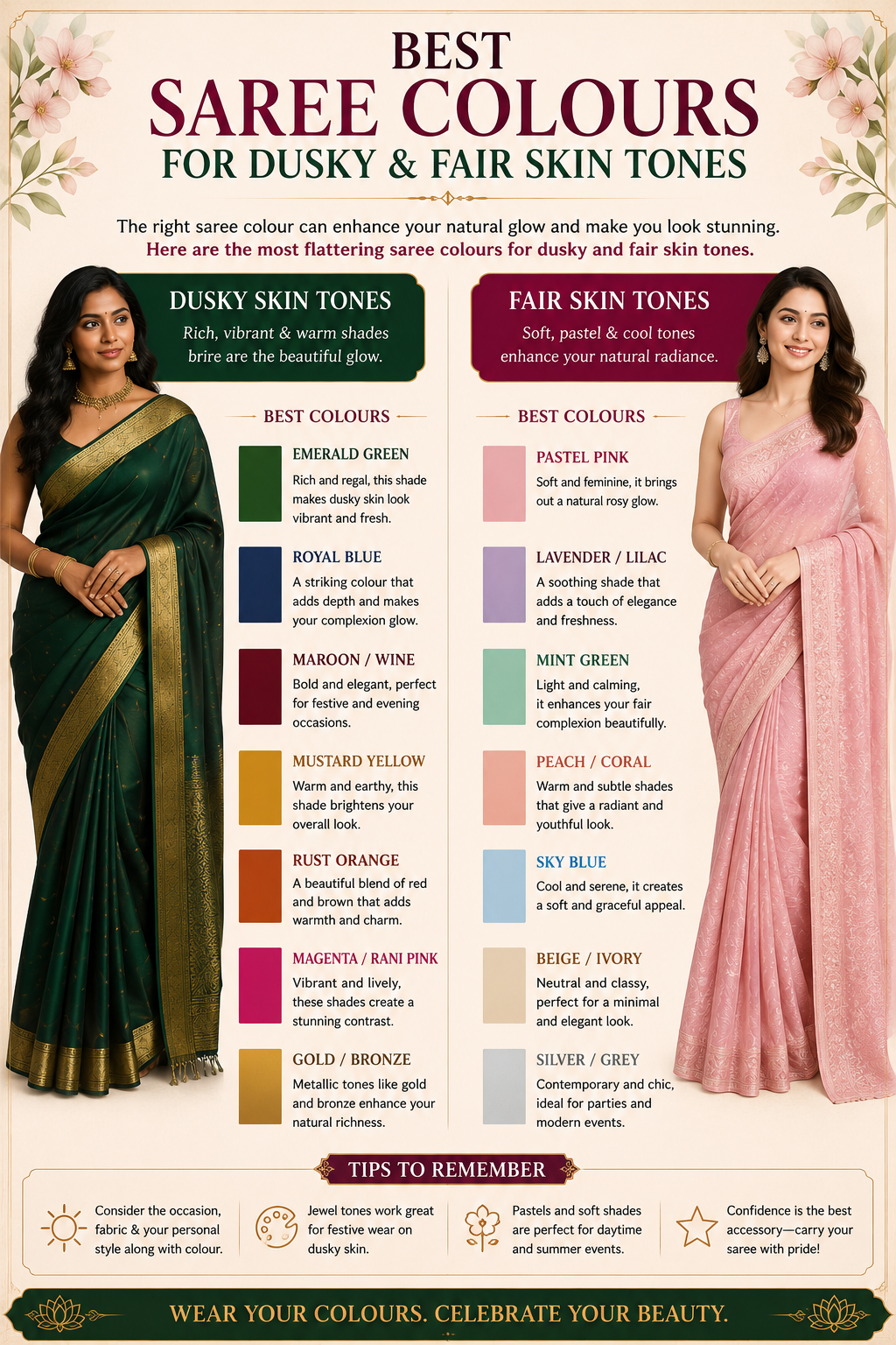 Saree colours for every skin tone