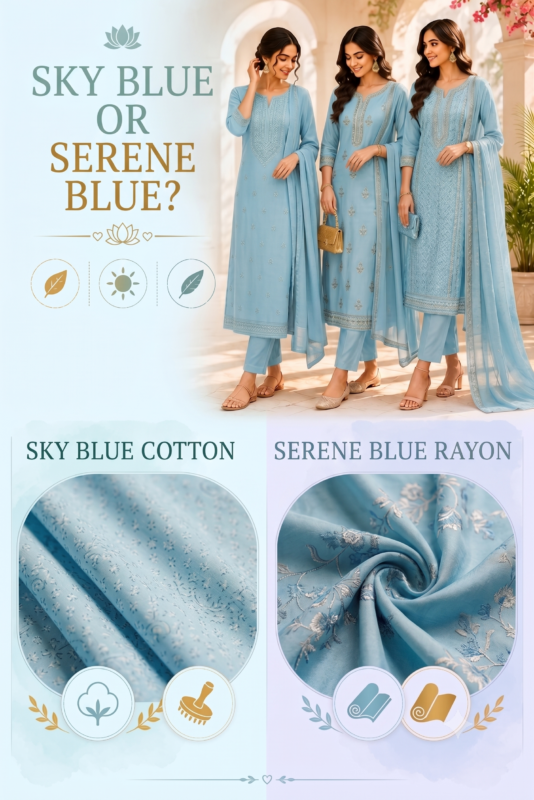 Sky Blue Embroidered Suit Set